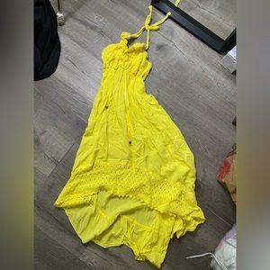 Yellow crochet halter dress NWTs